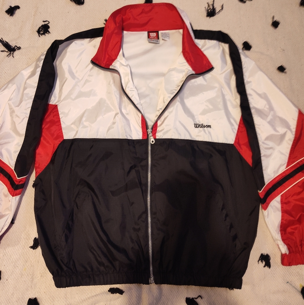Y2k 2000's Vintage Wilson Red and Black Windbreaker Jacket